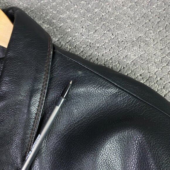 Vintage Columbia Leather Jacket Men's Large Heavyweight Button Front - Picture 5 of 16